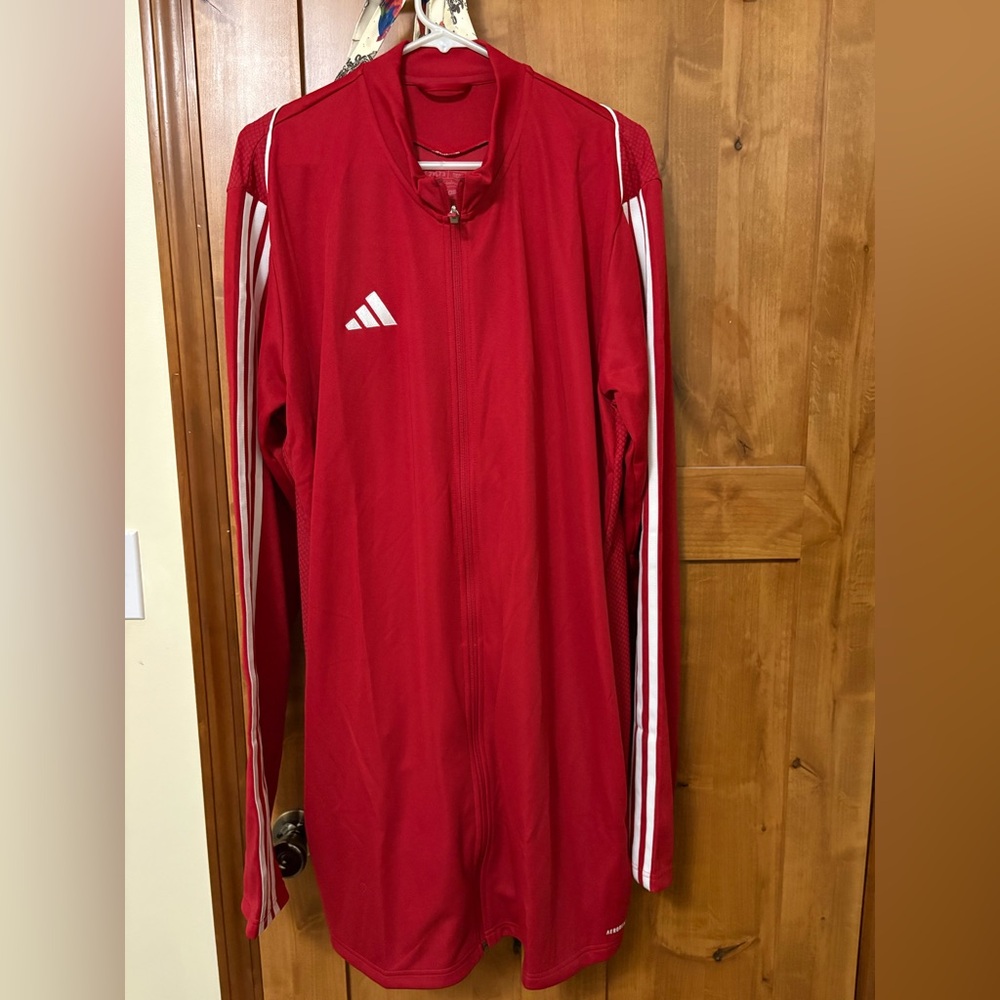 Adidas Men's Red lightweight track jacket 2XL Tall